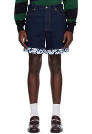 Burberry Indigo Flocked Denim Shorts