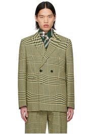 Burberry Green & Beige Double-Breasted Blazer