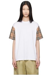 Burberry White Check Sleeve T-Shirt