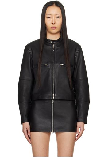 BY FAR Black Milena Leather Jacket