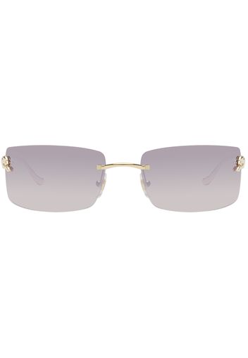 Cartier Gold 'Panthère de Cartier' Rectangular Metal Sunglasses