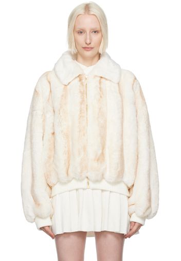 Casablanca Off-White Faux-Fur Bomber Jacket