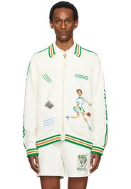 Casablanca White 'Le Jeu' Zip-Up Sweater