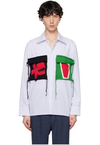 Charles Jeffrey LOVERBOY White & Blue Stripe Oversized Shirt