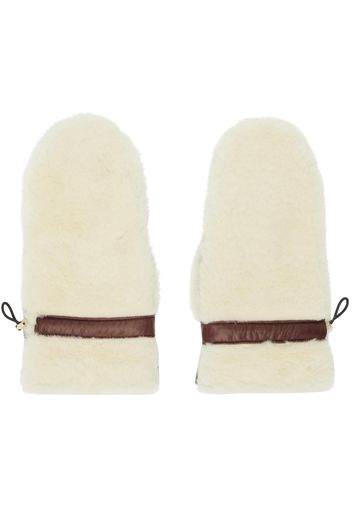 Chloé Beige & Brown Paneled Shearling Mittens