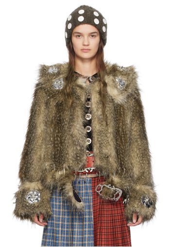 Chopova Lowena Brown Queenie Faux-Fur Jacket