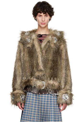 Chopova Lowena Brown Queenie Faux-Fur Jacket