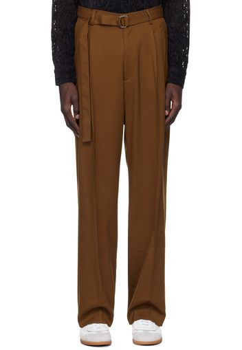 CMMN SWDN Brown Omari Double Pleated Trousers