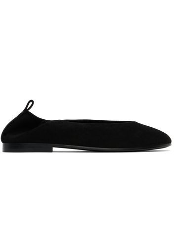 CO Black Ruched Square Toe Ballerina Flats