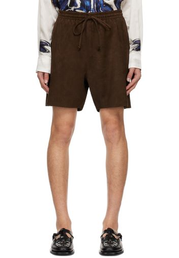 COMMAS Brown Drawstring Leather Shorts