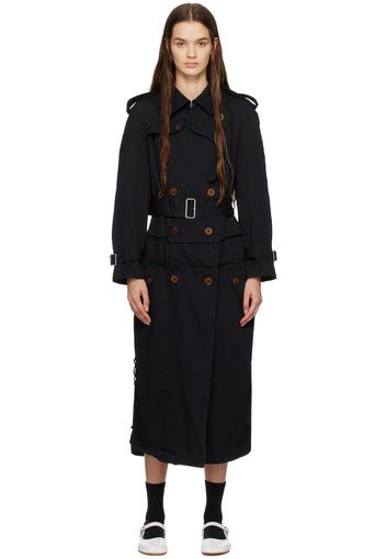 Comme des Garçons Black Black Double-Breasted Trench Coat