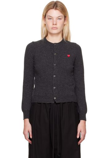 Comme des Garçons Play Gray Small Heart Patch Cardigan