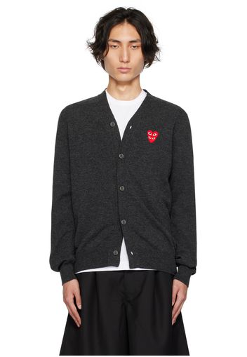 Comme des Garçons Play Gray Layered Double Heart Cardigan