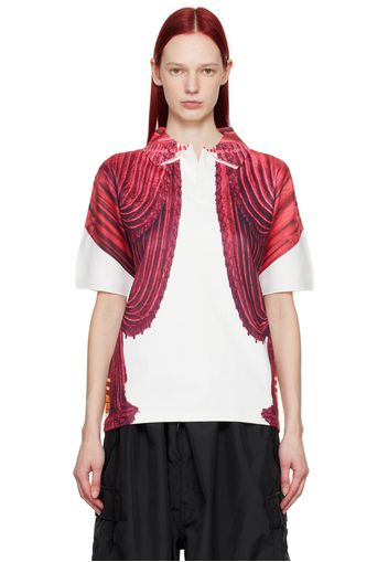 Comme des Garçons Homme Plus White & Red Printed Polo