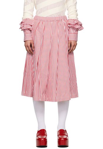 Comme des Garçons Girl Red & White Striped Midi Skirt