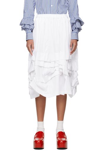 Comme des Garçons Girl White Gathered Midi Skirt