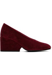 Comme des Garçons Burgundy Velvet Wedge Heels