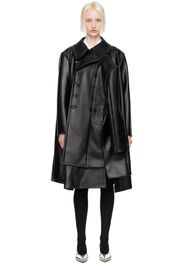 Comme des Garçons Black Asymmetrical Faux-Leather Coat