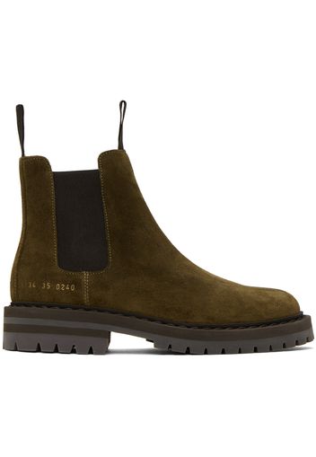 Common Projects Taupe Stamped Chelsea Boots