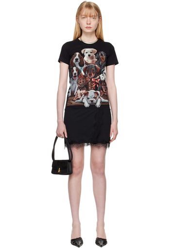 Conner Ives Black Printed Minidress