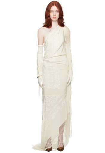 Conner Ives SSENSE Exclusive Off-White Piano Shawl Maxi Dress