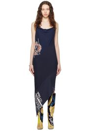 Conner Ives Navy Reconstituted Midi Dress