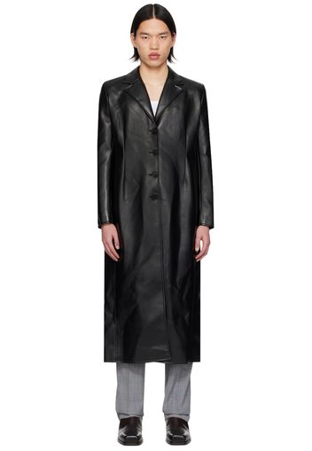 Coperni Black Button Faux-Leather Coat