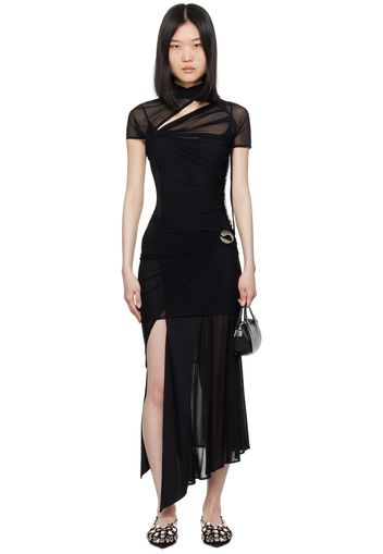 Coperni Black Asymmetric Draped Minidress