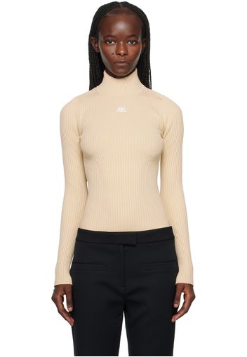 Courrèges Beige Patch Turtleneck