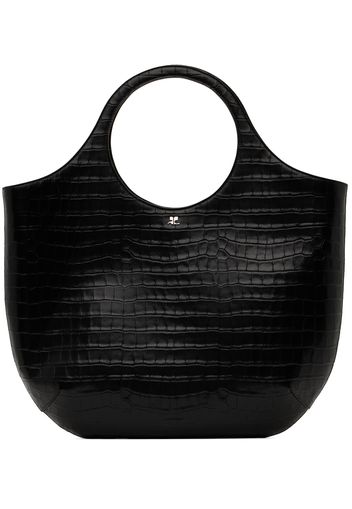 Courrèges Black Large Holy Croco Stamped Tote