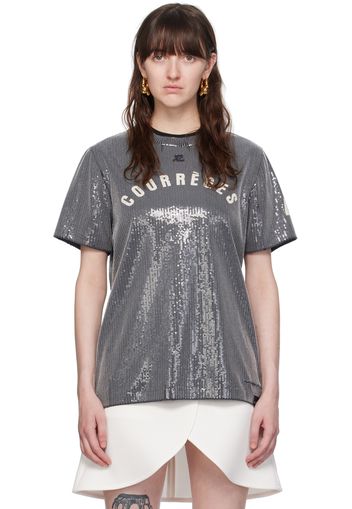 Courrèges Gray Sequinned T-Shirt