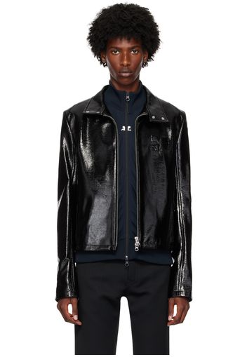 Courrèges Black Zipped Vinyl Biker Jacket