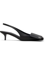 Courrèges Black Fold Leather Slingback Heels