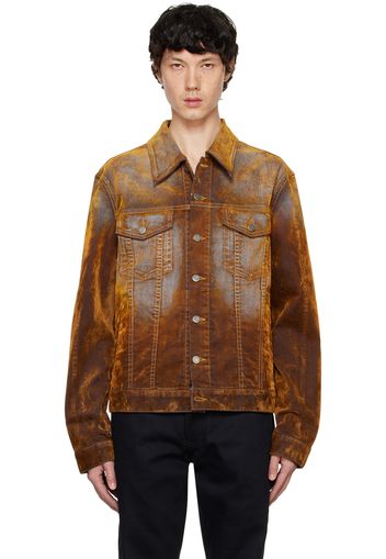 COÛT DE LA LIBERTÉ Orange Johnny Stretch Suede Denim Jacket