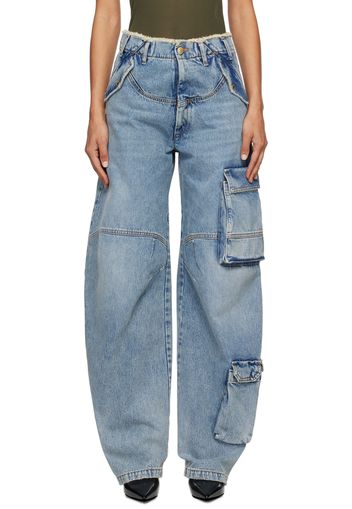 DARKPARK Blue Rosalind Barrel Leg Cargo Jeans