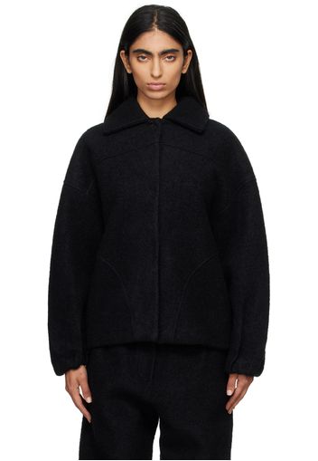 Deiji Studios Black Boiled Wool Coat