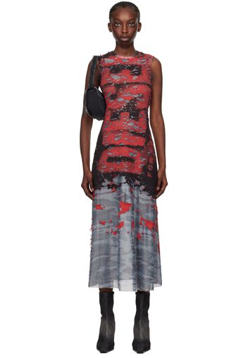 Diesel Red & Black D-Bisco-Dev Midi Dress