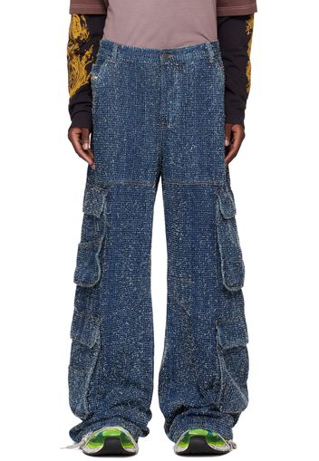 Diesel Blue Straight 1996 D-Sire 0pgah Denim Cargo Pants