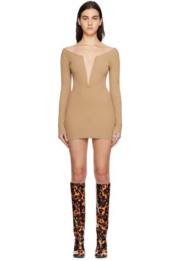 Dion Lee Brown Angled Rib Minidress