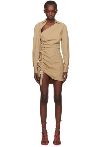 Dion Lee Tan Safety Slider Gathered Minidress