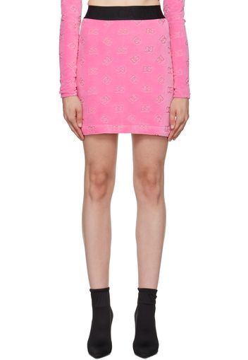 Dolce & Gabbana Pink Flocked Miniskirt