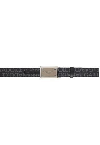 Dolce&Gabbana Black Coated Jacquard Logo Tag Belt