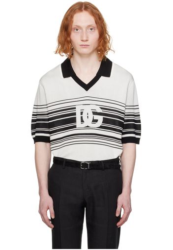 Dolce&Gabbana Off-White & Black Jacquard Polo