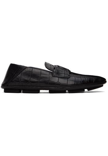 Dolce&Gabbana Black Calfskin Driver Loafers