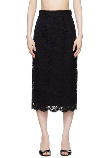 Dolce&Gabbana Black Floral Midi Skirt