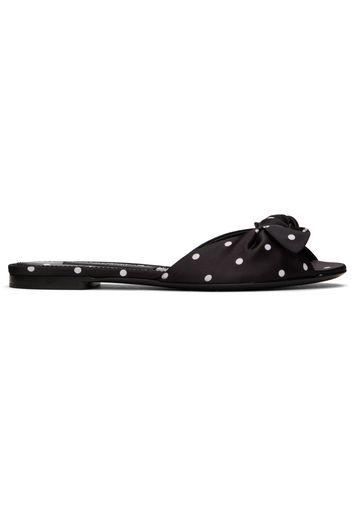 Dolce&Gabbana Black Printed Satin Flat Sandals