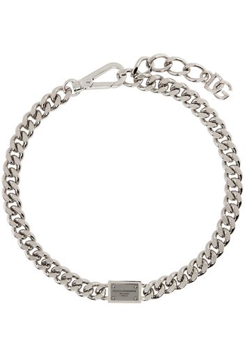 Dolce&Gabbana Silver Logo Plaque Necklace