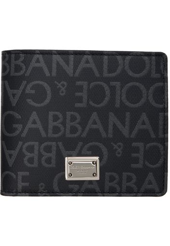 Dolce&Gabbana Gray & Black Coated Jacquard Bifold Wallet