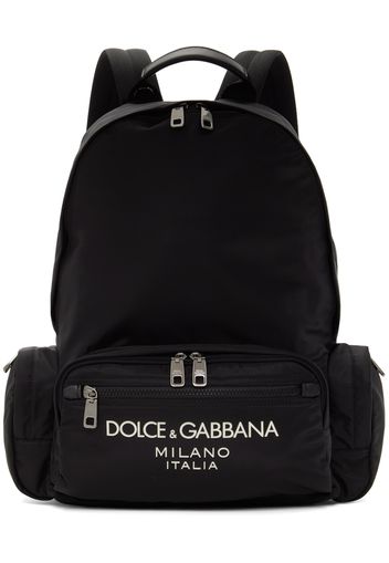 Dolce&Gabbana Black Nylon Rubberized Logo Backpack