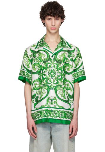 Dolce&Gabbana Green & White Silk Shirt